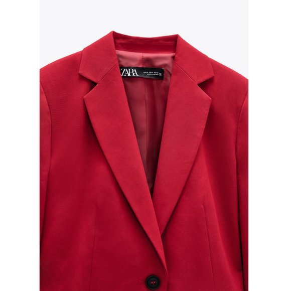 NWT Zara Tailored Single Button Red Blazer Jacket - Picture 5 of 11